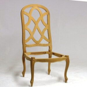 UNF-SP-137 Lattice Back Side Chair 3 in stock -$75 each & 1 in stock in off white Crackle Finish upholstered $125 --ALL 4 CHAIRS $ 380 ( 1 finished in crackle and 3 unfinished)