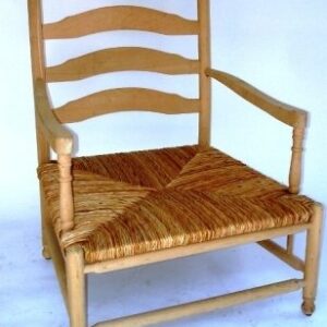 UNF-SP-703 Ladder Back Occasional Chair with Hand Woven Rush Seat 28 W 28 D 37 H 22 SD $145
