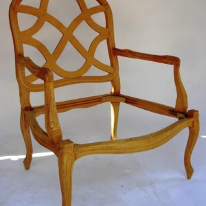 UNF-SP-705-B -Lattice Back Arm Chair 1 in Stock unfinished $ 165 Also In stock 1 Arm Chair in Arizona Crackle Finish with fabric -special- Showroom Sample- $245