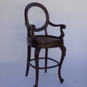 UNF-SP-60 Large Oval Back Bar Stool 24 W (Arm to Arm) 22 D 18 SD 31 upholstered Seat height ( 29" Wood height ) - 50" Height 1 in stock finished as shown in Dark Walnut $ 50