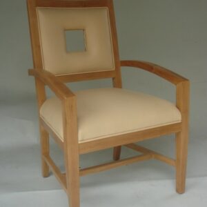 UNF-SP-293 Arm Chair Showroom Sample Made in maple wood -Upholstered in Beige leather- $245